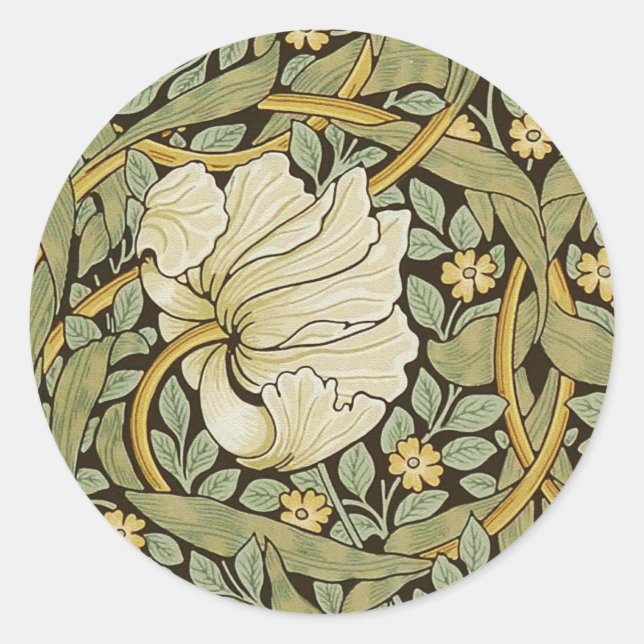 William Morris Pimpernel Vintage Pre-Raphaelite Classic Round Sticker (Front)