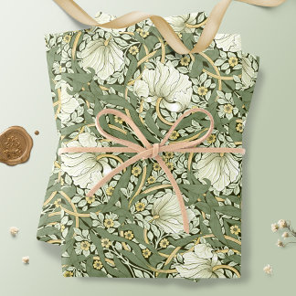 William Morris Pimpernel White Sage Green Wrapping Paper Sheet