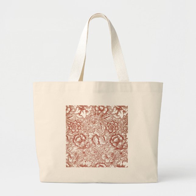 William Morris Pink and Poppy Textile Pattern Large Tote Bag (Front)