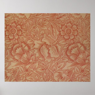 William Morris Pink and Poppy Textile Pattern Poster