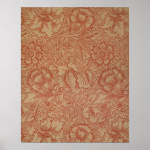 William Morris Pink and Poppy Textile Pattern Poster