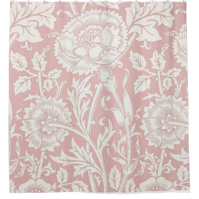 William Morris Pink and Rose Shower Curtain (Front)