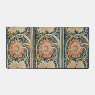 William Morris Pink Floral Silk Embroidery Antique Desk Mat