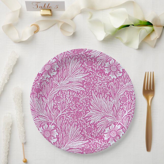 William Morris - Pink Marigold - Pretty Floral Paper Plate (Wedding)