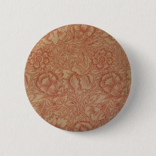 William Morris Pink Poppy Flower Floral 6 Cm Round Badge