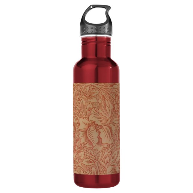 William Morris Pink Poppy Flower Floral 710 Ml Water Bottle (Front)