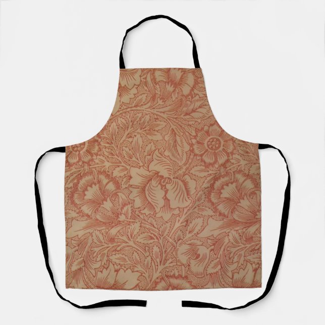 William Morris Pink Poppy Flower Floral Apron (Front)