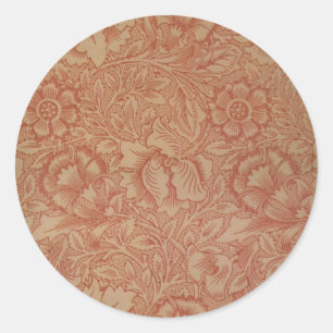 William Morris Pink Poppy Flower Floral Classic Round Sticker
