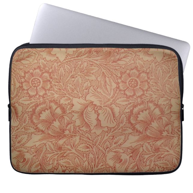 William Morris Pink Poppy Flower Floral Laptop Sleeve (Front)