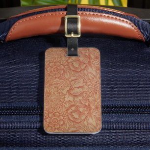 William Morris Pink Poppy Flower Floral Luggage Tag