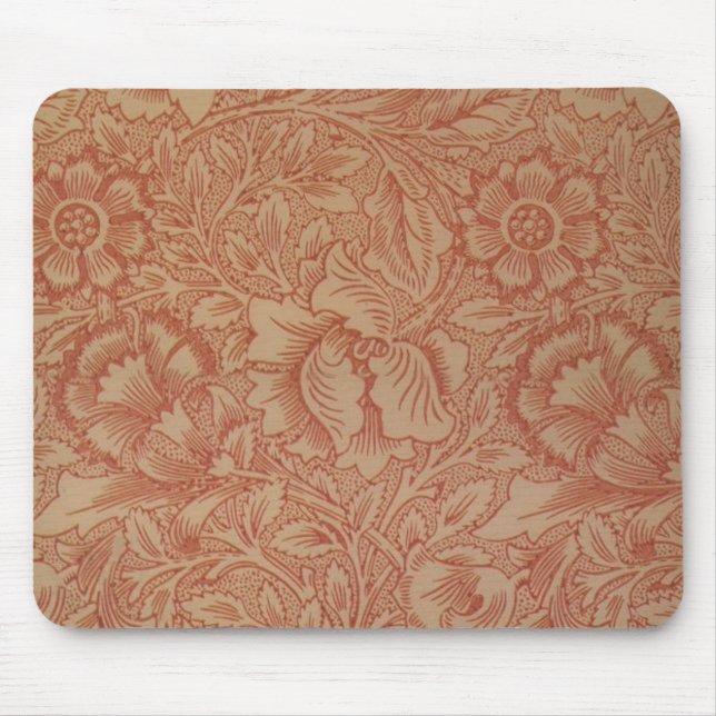 William Morris Pink Poppy Flower Floral Mouse Mat (Front)
