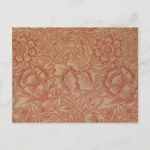 William Morris Pink Poppy Flower Floral Postcard