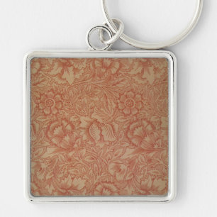 William Morris Pink Poppy Flower Pattern Key Ring