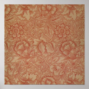 William Morris Pink Poppy Flower Pattern Poster