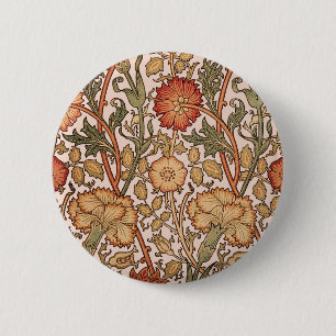 William Morris Pink Rose Flower Wallpaper Pattern 6 Cm Round Badge