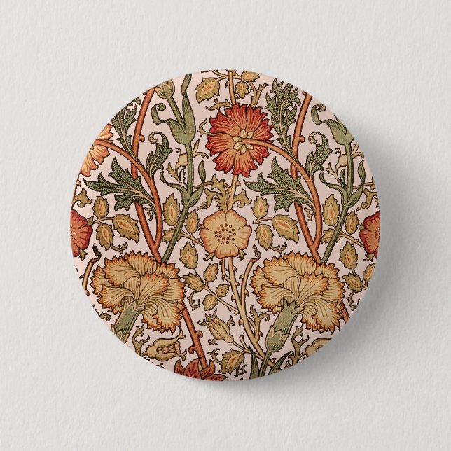 William Morris Pink Rose Flower Wallpaper Pattern 6 Cm Round Badge (Front)