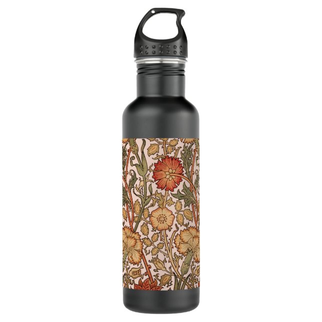 William Morris Pink Rose Flower Wallpaper Pattern 710 Ml Water Bottle (Front)