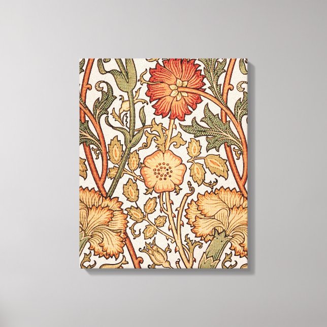 William Morris Pink Rose Flower Wallpaper Pattern Canvas Print (Front)