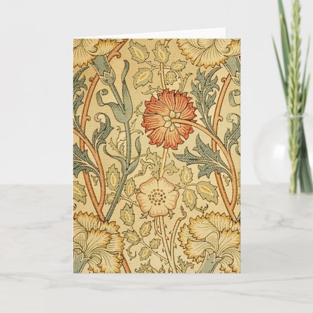 William Morris Pink Rose Flower Wallpaper Pattern Card (Front)