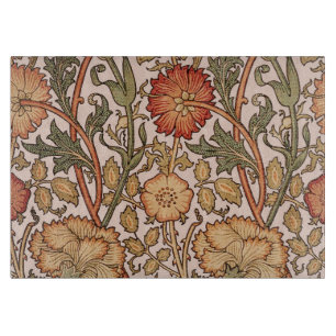 William Morris Pink Rose Flower Wallpaper Pattern Cutting Board