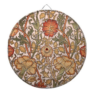 William Morris Pink Rose Flower Wallpaper Pattern Dartboard