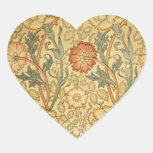 William Morris Pink Rose Flower Wallpaper Pattern Heart Sticker