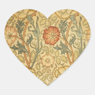 William Morris Pink Rose Flower Wallpaper Pattern Heart Sticker