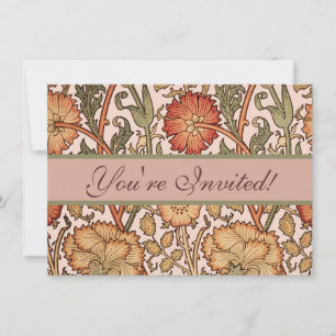 William Morris Pink Rose Flower Wallpaper Pattern Invitation