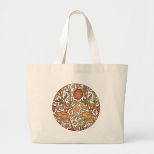 William Morris Pink Rose Flower Wallpaper Pattern Large Tote Bag