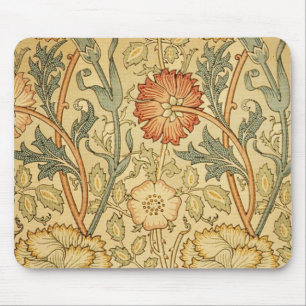 William Morris Pink Rose Flower Wallpaper Pattern Mouse Mat