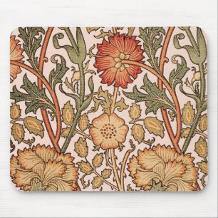William Morris Pink Rose Flower Wallpaper Pattern Mouse Mat
