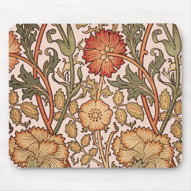 William Morris Pink Rose Flower Wallpaper Pattern Mouse Mat (Front)