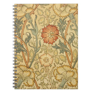 William Morris Pink Rose Flower Wallpaper Pattern Notebook