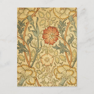 William Morris Pink Rose Flower Wallpaper Pattern Postcard