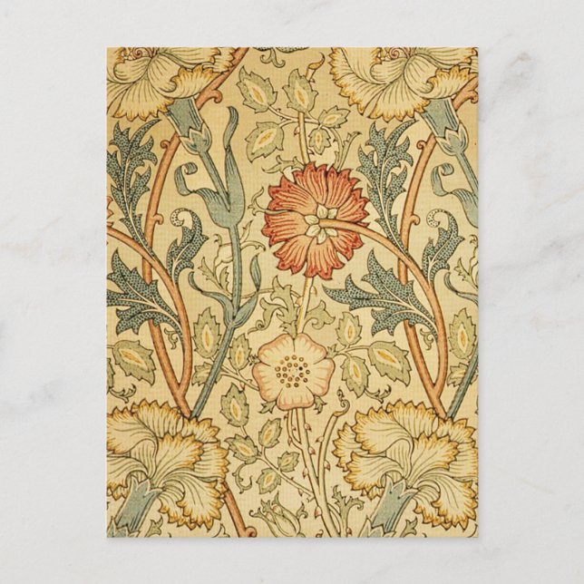 William Morris Pink Rose Flower Wallpaper Pattern Postcard (Front)