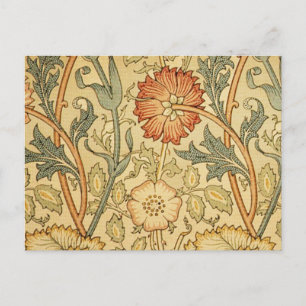 William Morris Pink Rose Flower Wallpaper Pattern Postcard