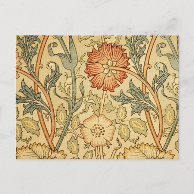 William Morris Pink Rose Flower Wallpaper Pattern Postcard (Front)