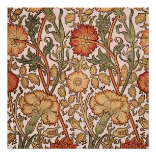William Morris Pink Rose Flower Wallpaper Pattern Poster