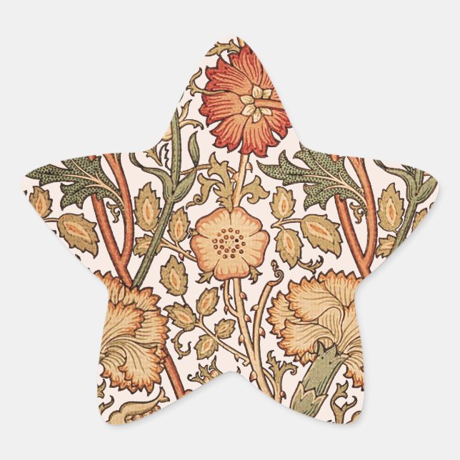 William Morris Pink Rose Flower Wallpaper Pattern Star Sticker (Front)