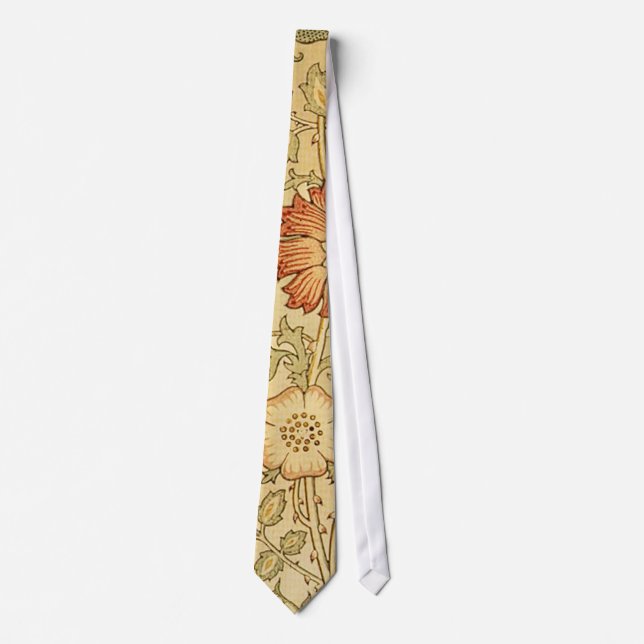 William Morris Pink Rose Flower Wallpaper Pattern Tie (Front)