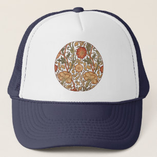 William Morris Pink Rose Flower Wallpaper Pattern Trucker Hat