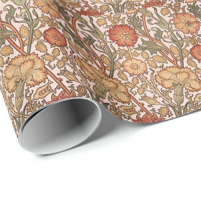William Morris Pink Rose Flower Wallpaper Pattern Wrapping Paper (Roll Corner)