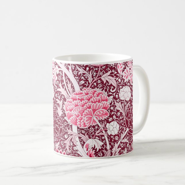 William Morris Pink Rose Gold Floral Pattern Coffee Mug (Front Right)