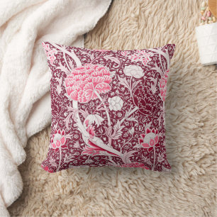 William Morris Pink Rose Gold Floral Pattern Cushion