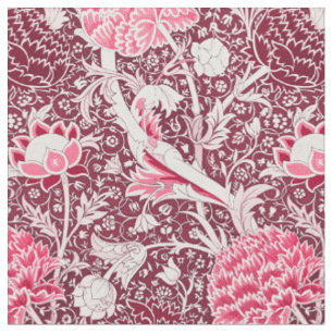 William Morris Pink Rose Gold Floral Pattern Fabric