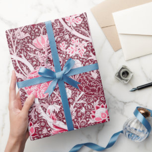 William Morris Pink Rose Gold Floral Pattern Wrapping Paper