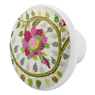 William * Morris Pink Turkish Floral Ceramic Knob