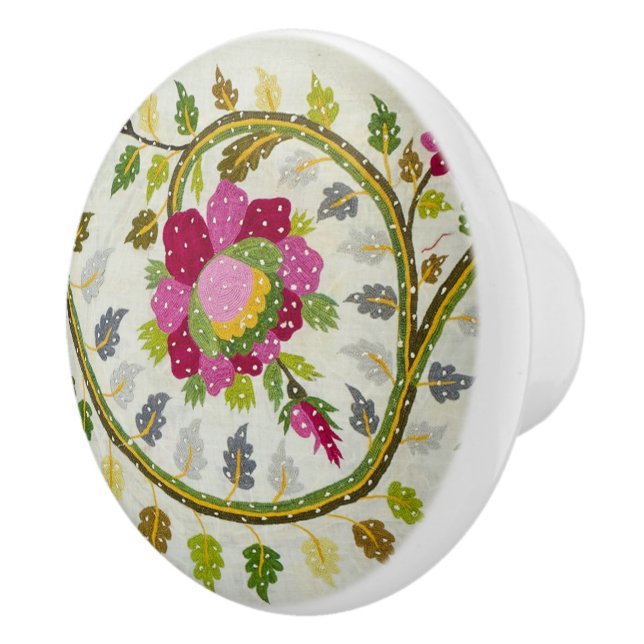 William * Morris Pink Turkish Floral  Ceramic Knob (Right)