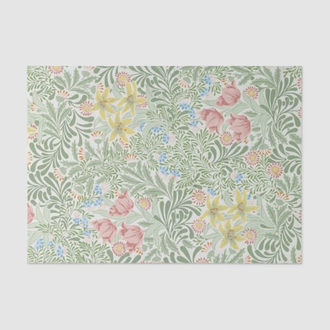 William Morris - Pink & Yellow Spring Flowers Tissue Paper (Front)