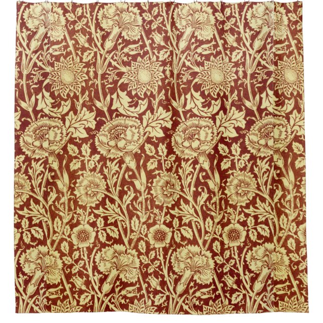 William Morris Pinks Red and White Shower Curtain (Front)